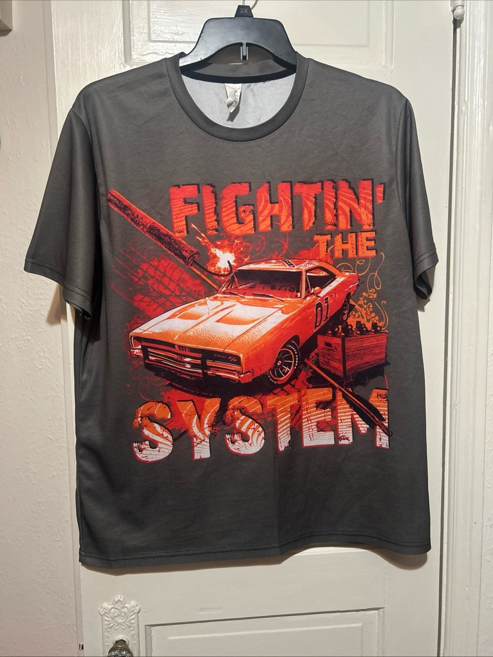 Men's Dark Gray Graphic Tee with Red Car Print
